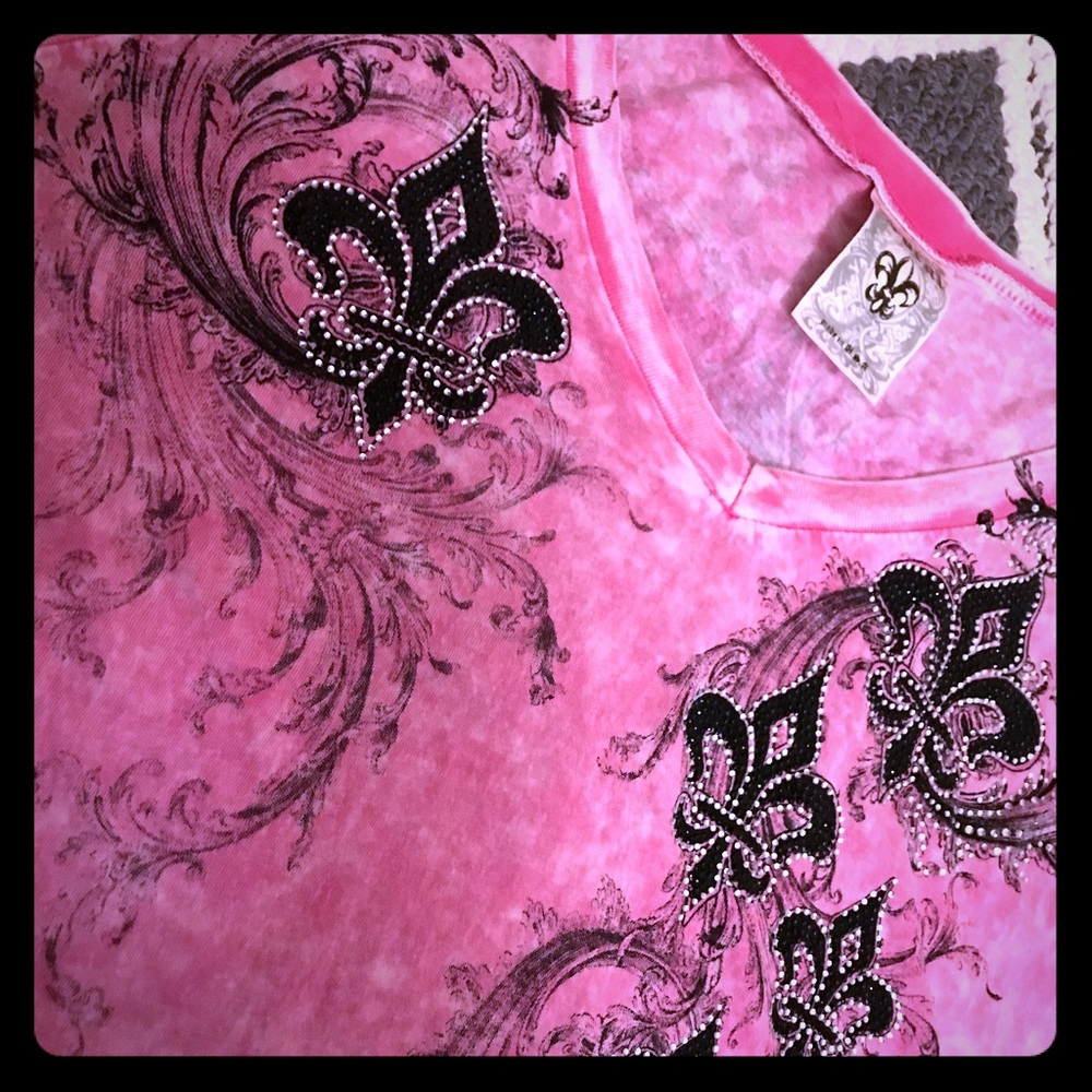 Women’s VOCAL pink bling rhinestone shirt small